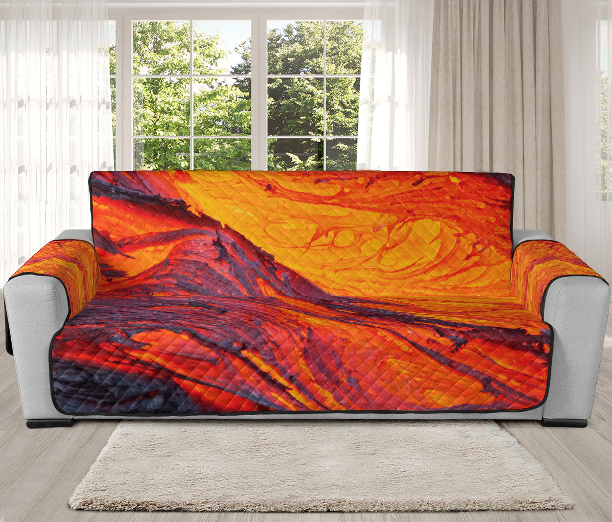 Volcano Lava Print Oversized Sofa Protector