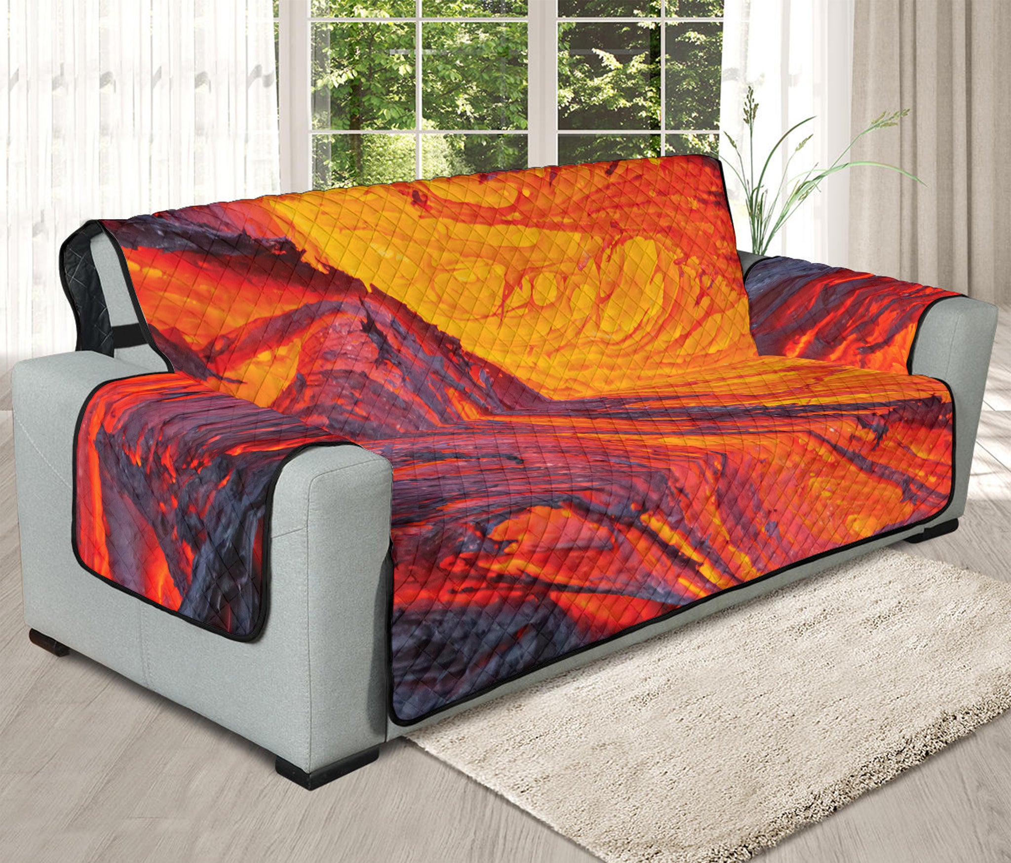 Volcano Lava Print Oversized Sofa Protector