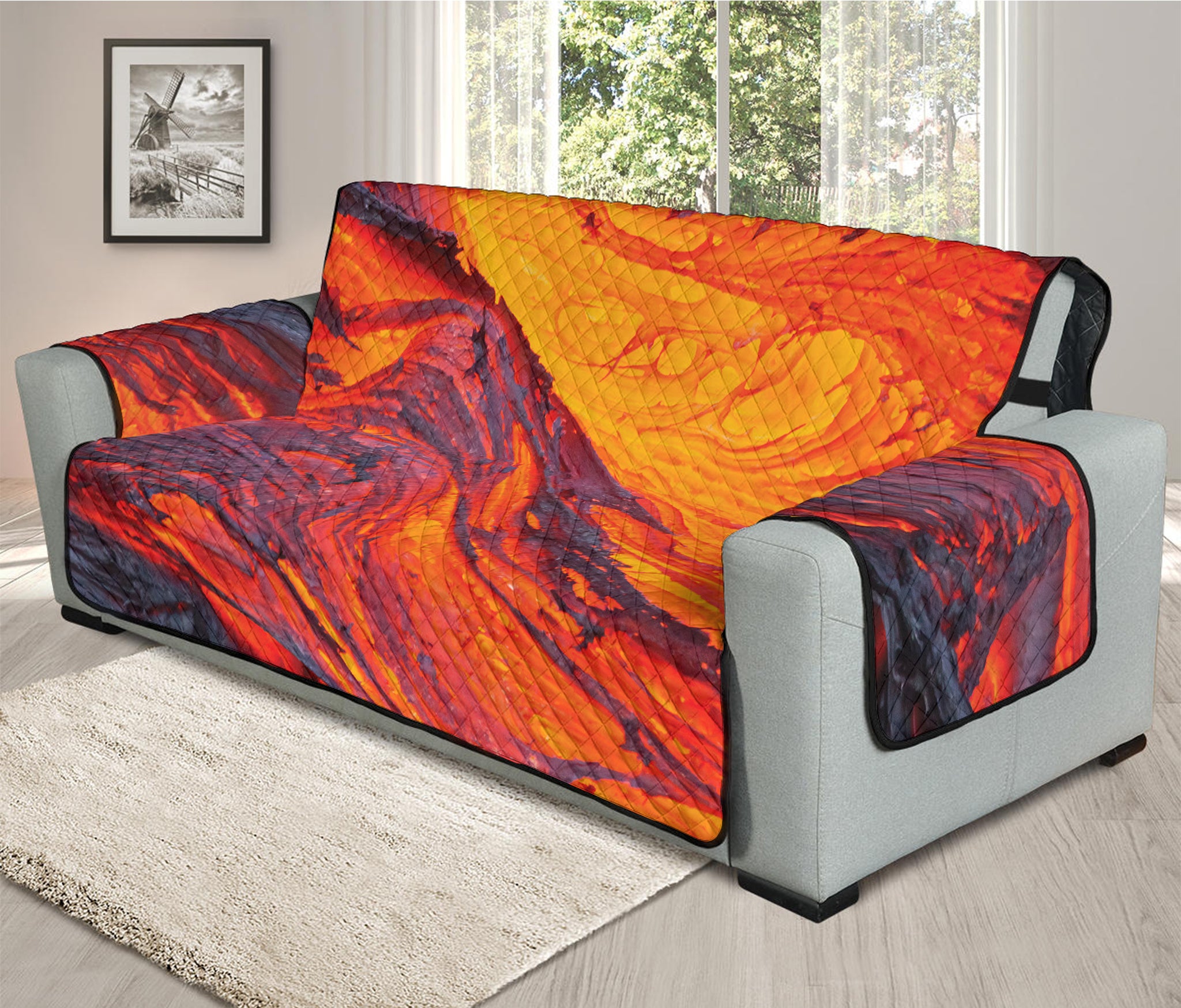 Volcano Lava Print Oversized Sofa Protector