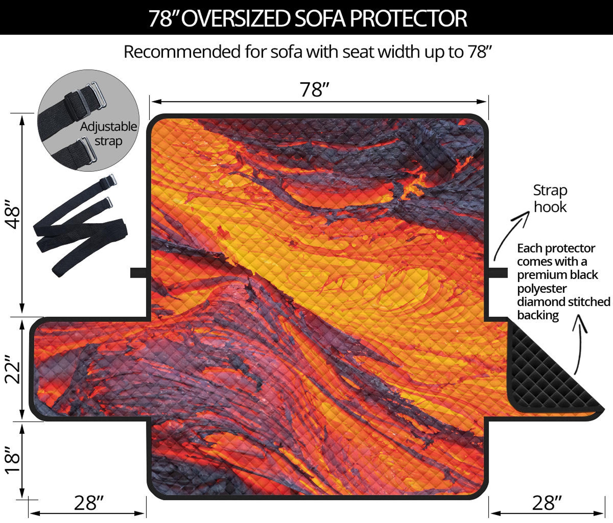 Volcano Lava Print Oversized Sofa Protector