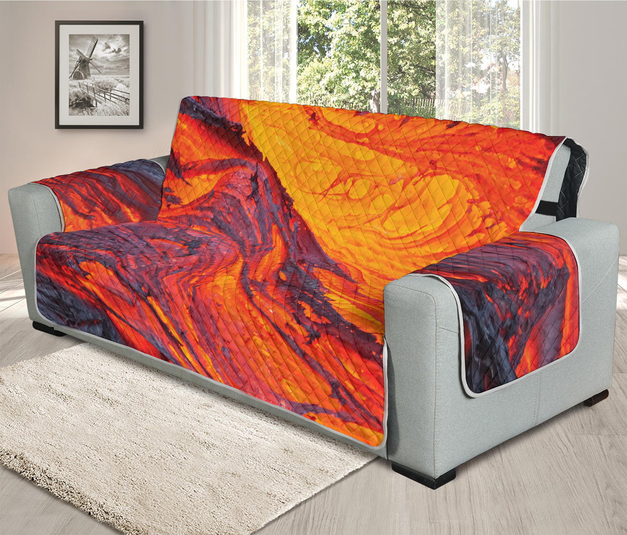 Volcano Lava Print Oversized Sofa Protector