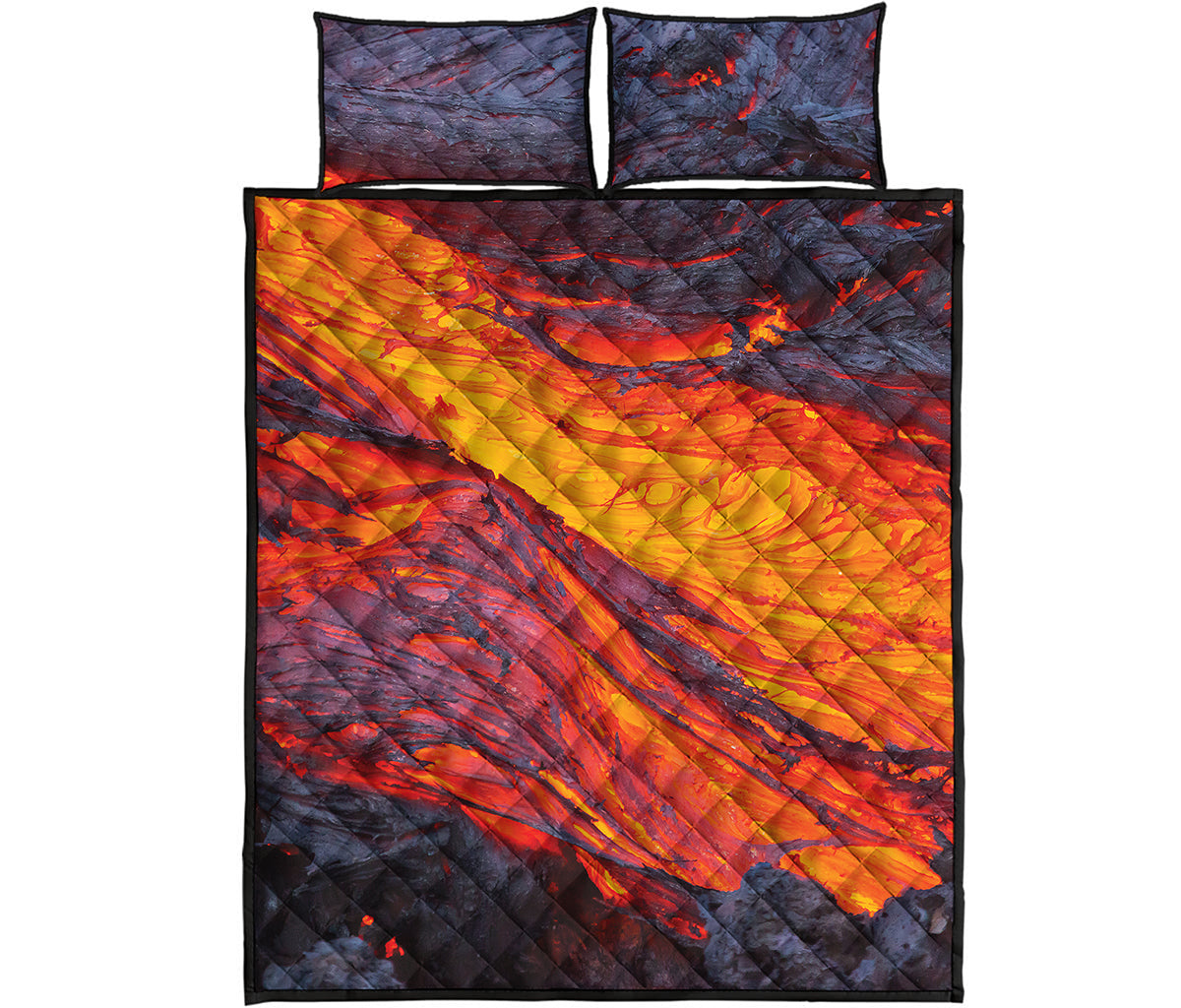 Volcano Lava Print Quilt Bed Set