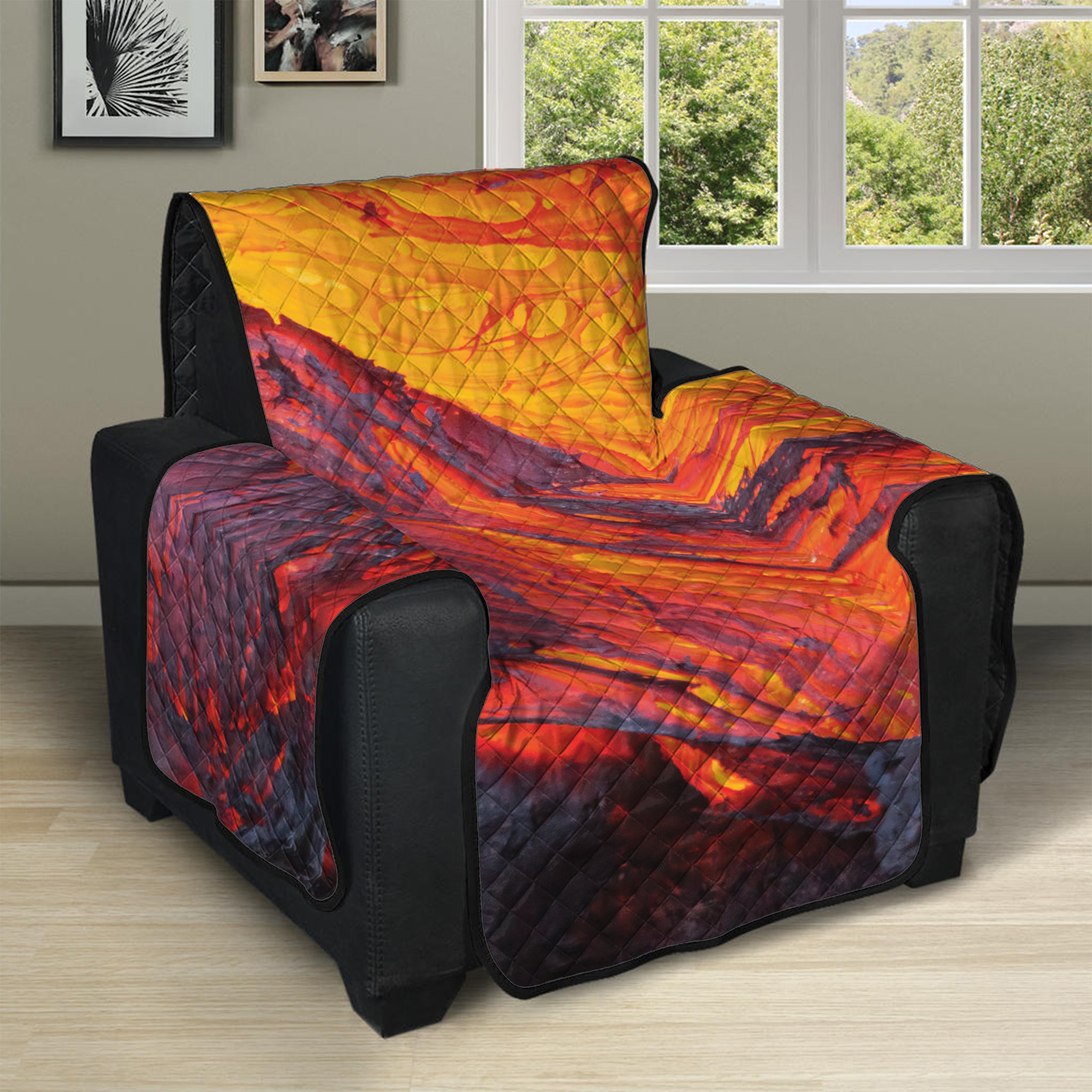 Volcano Lava Print Recliner Protector