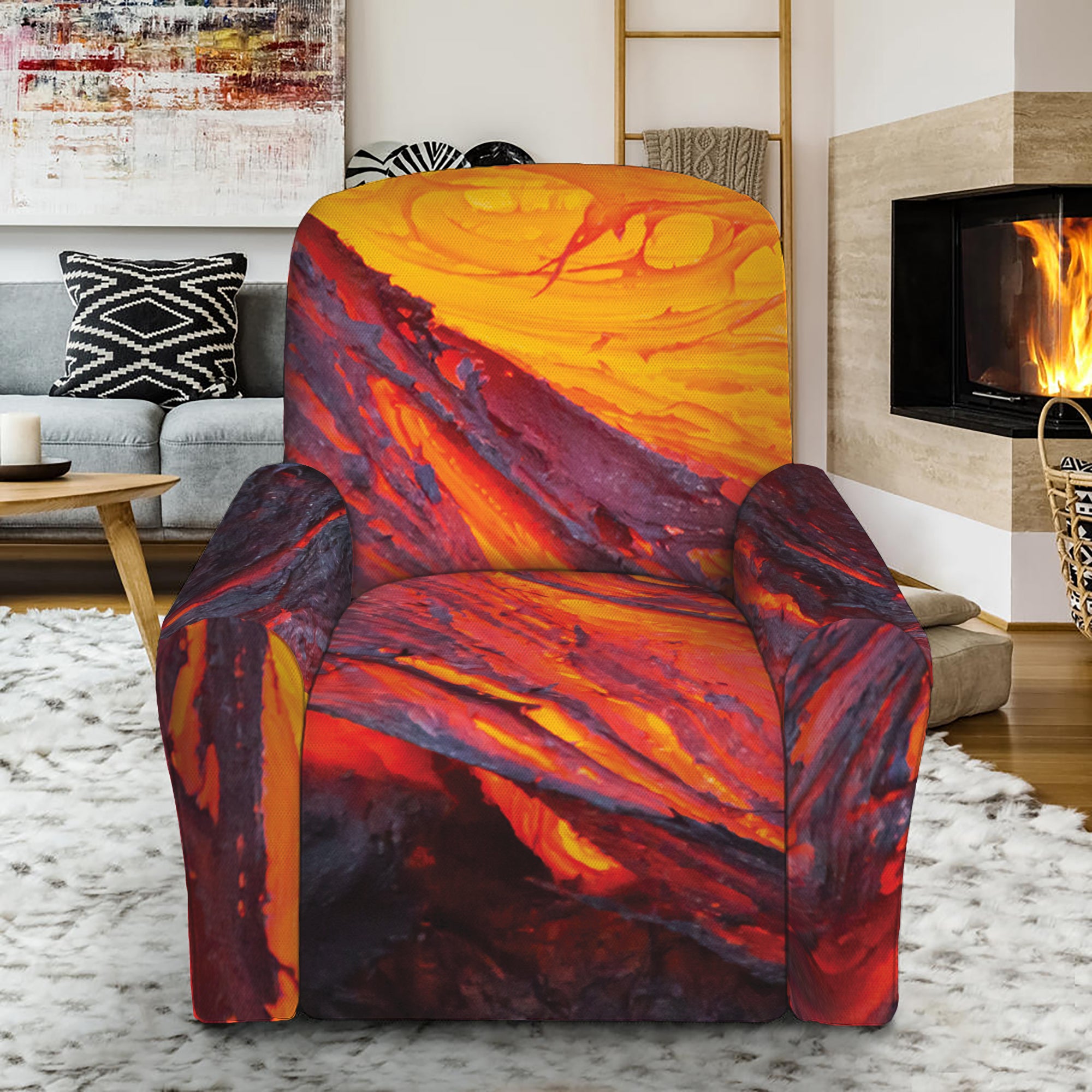 Volcano Lava Print Recliner Slipcover