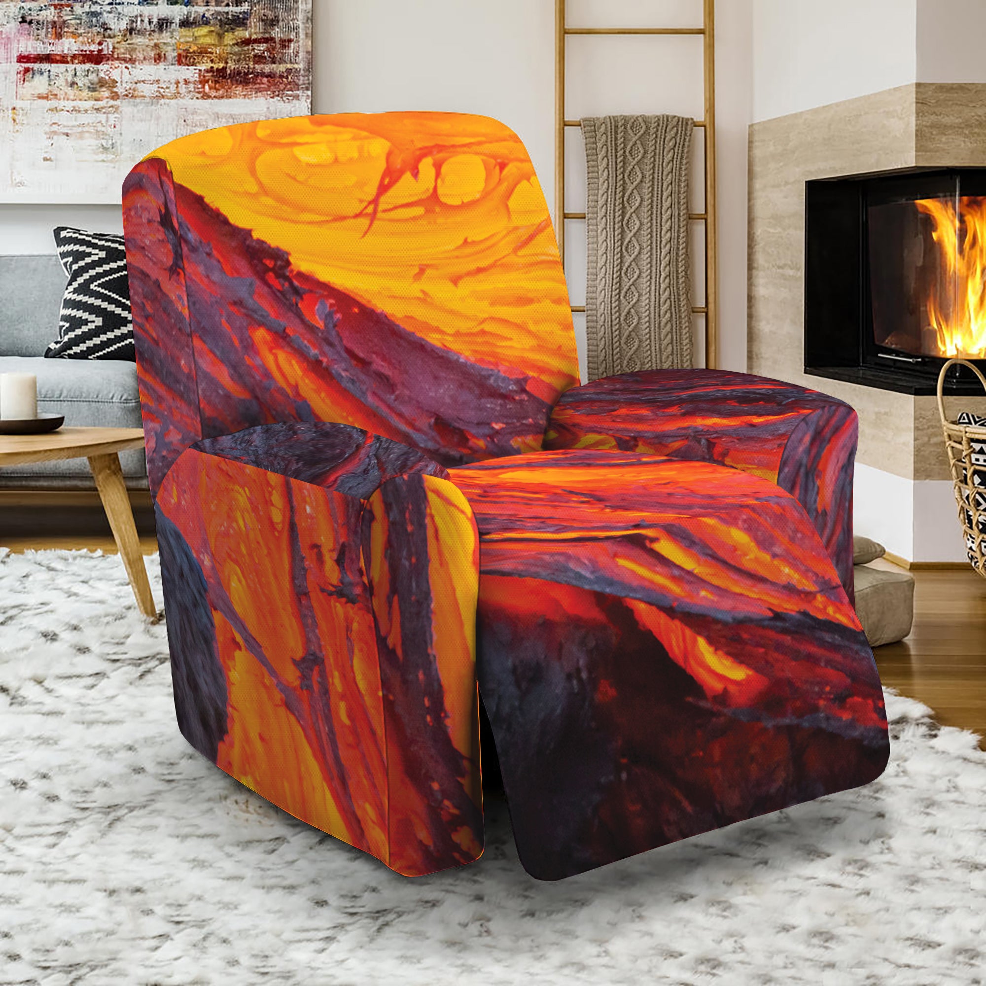 Volcano Lava Print Recliner Slipcover