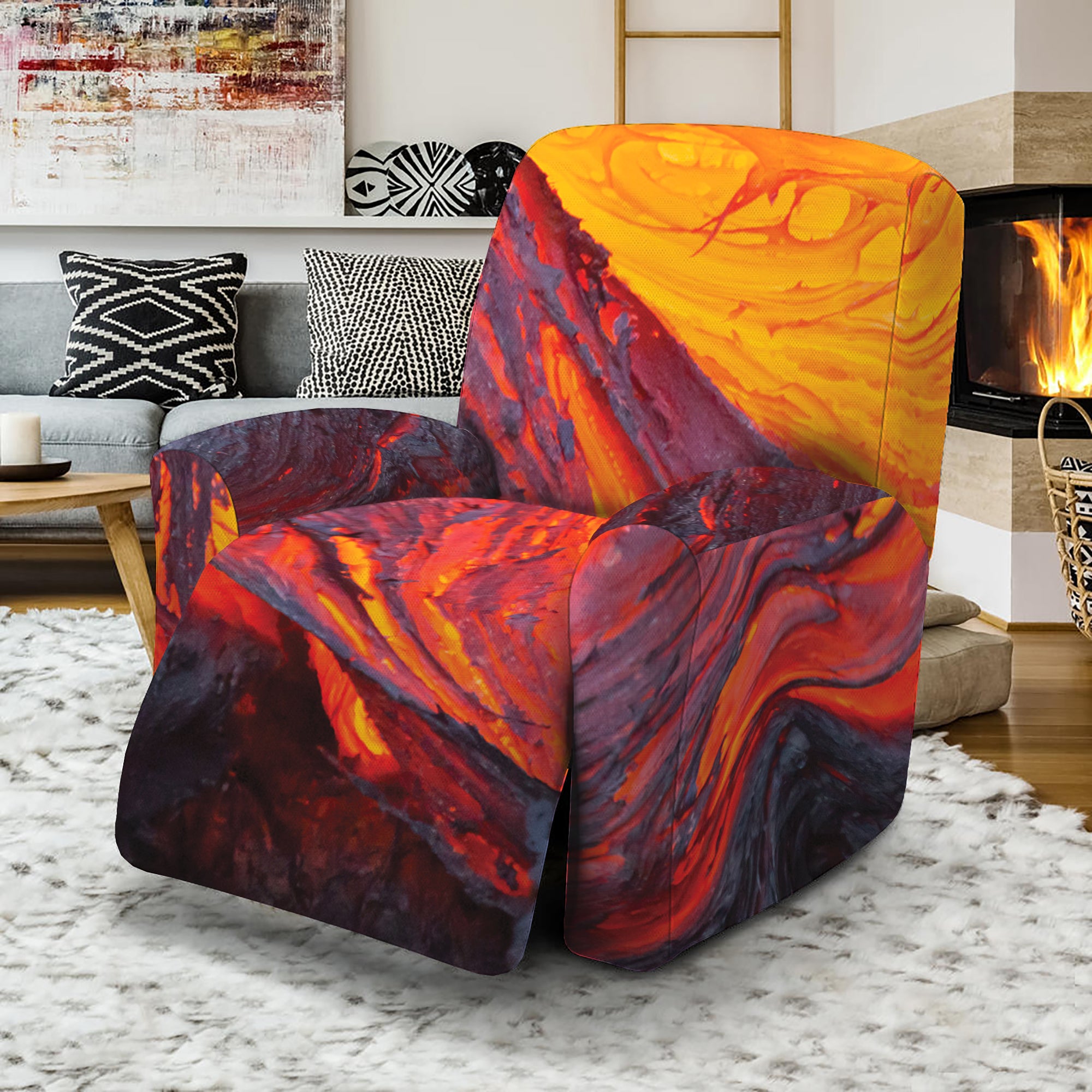 Volcano Lava Print Recliner Slipcover