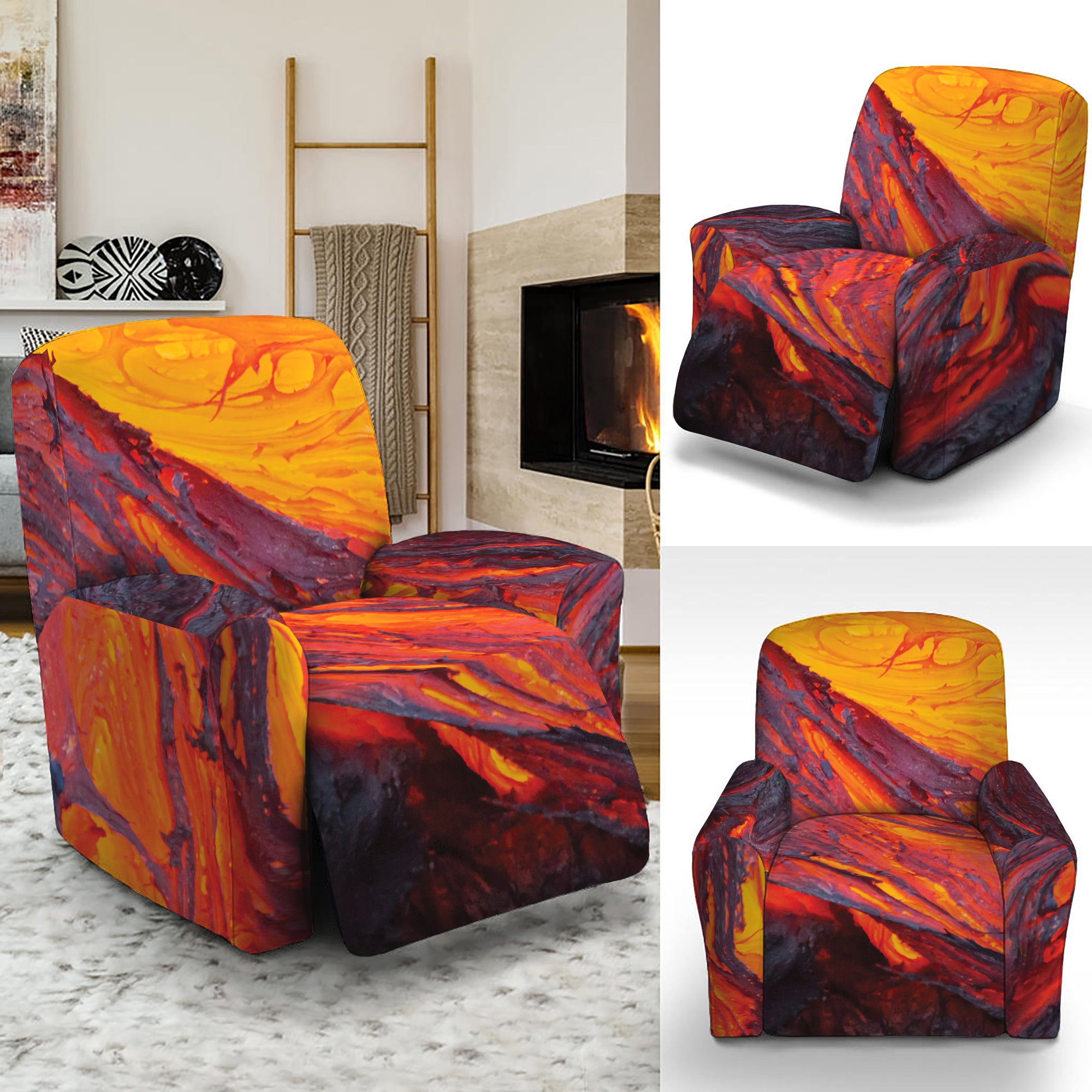 Volcano Lava Print Recliner Slipcover