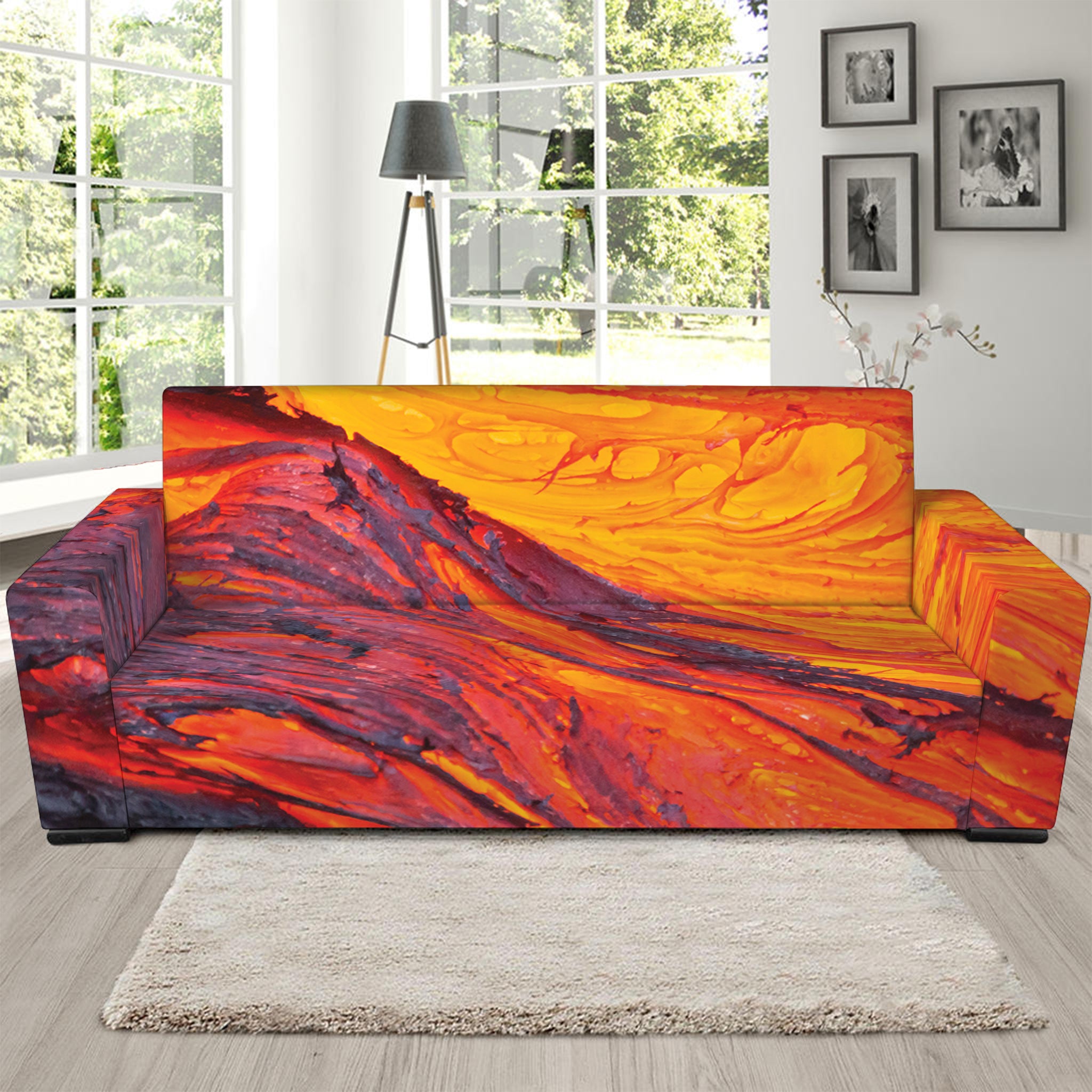 Volcano Lava Print Sofa Slipcover