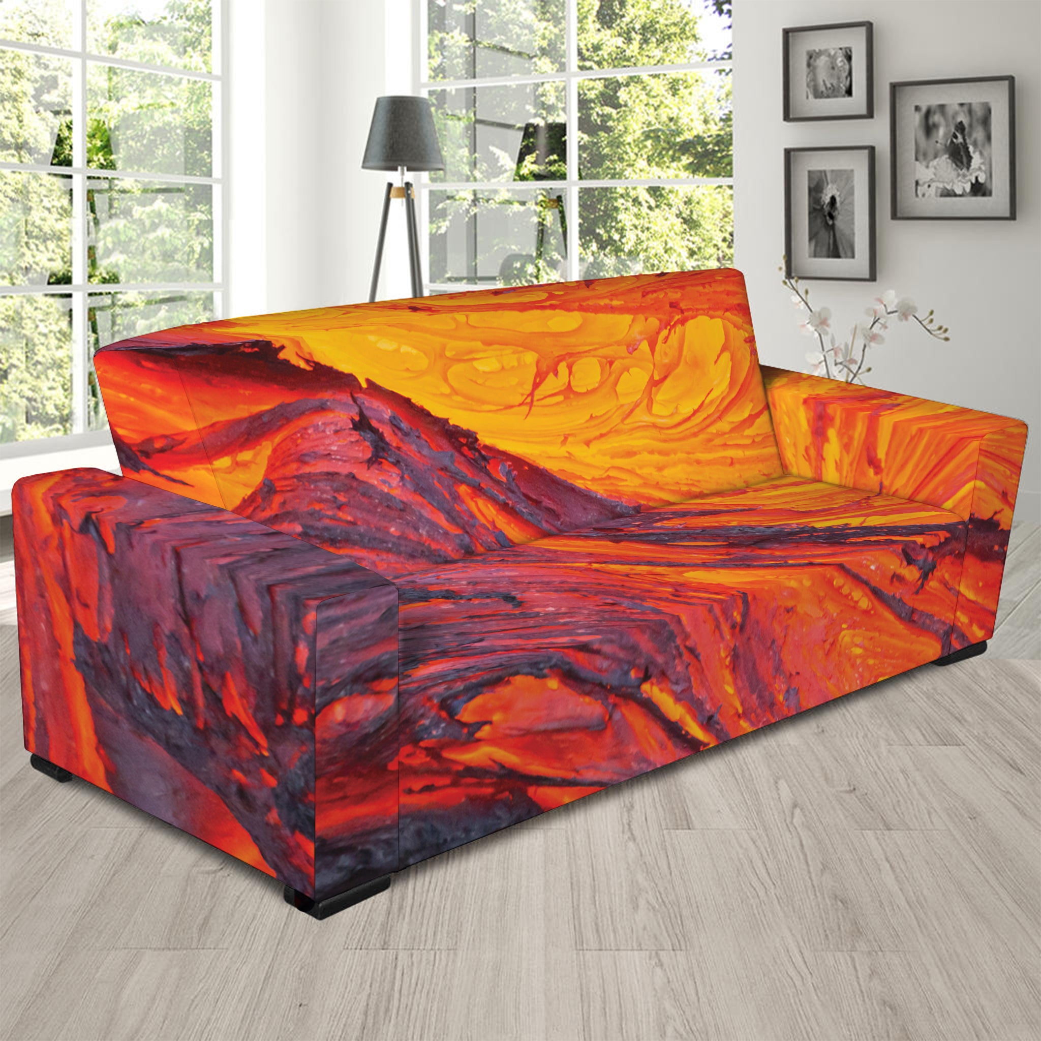 Volcano Lava Print Sofa Slipcover