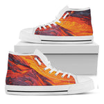 Volcano Lava Print White High Top Shoes