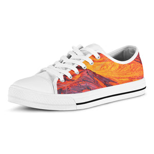 Volcano Lava Print White Low Top Shoes