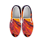 Volcano Lava Print White Slip On Shoes