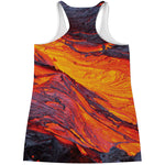Volcano Lava Print Women's Racerback Tank Top