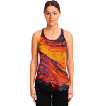 Volcano Lava Print Women's Racerback Tank Top