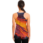 Volcano Lava Print Women's Racerback Tank Top