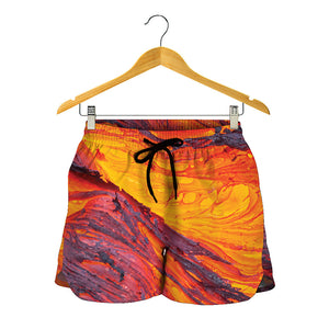 Volcano Lava Print Women's Shorts