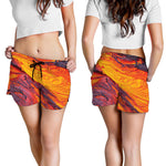 Volcano Lava Print Women's Shorts