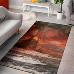 Volcano On The Sea Print Area Rug
