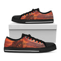 Volcano On The Sea Print Black Low Top Sneakers