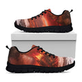 Volcano On The Sea Print Black Running Shoes