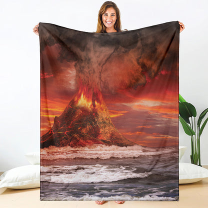 Volcano On The Sea Print Blanket