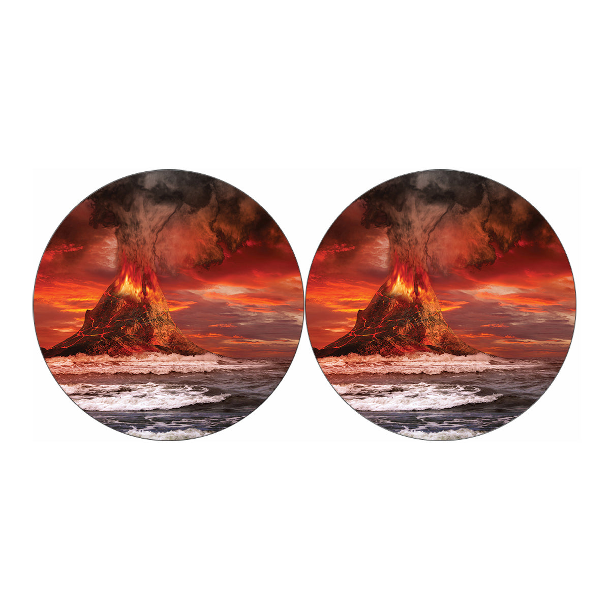 Volcano On The Sea Print Car Coasters