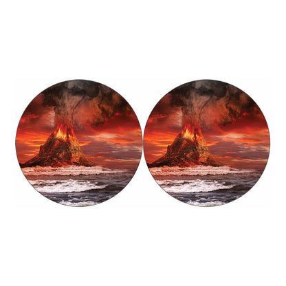 Volcano On The Sea Print Car Coasters