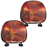 Volcano On The Sea Print Car Headrest Covers