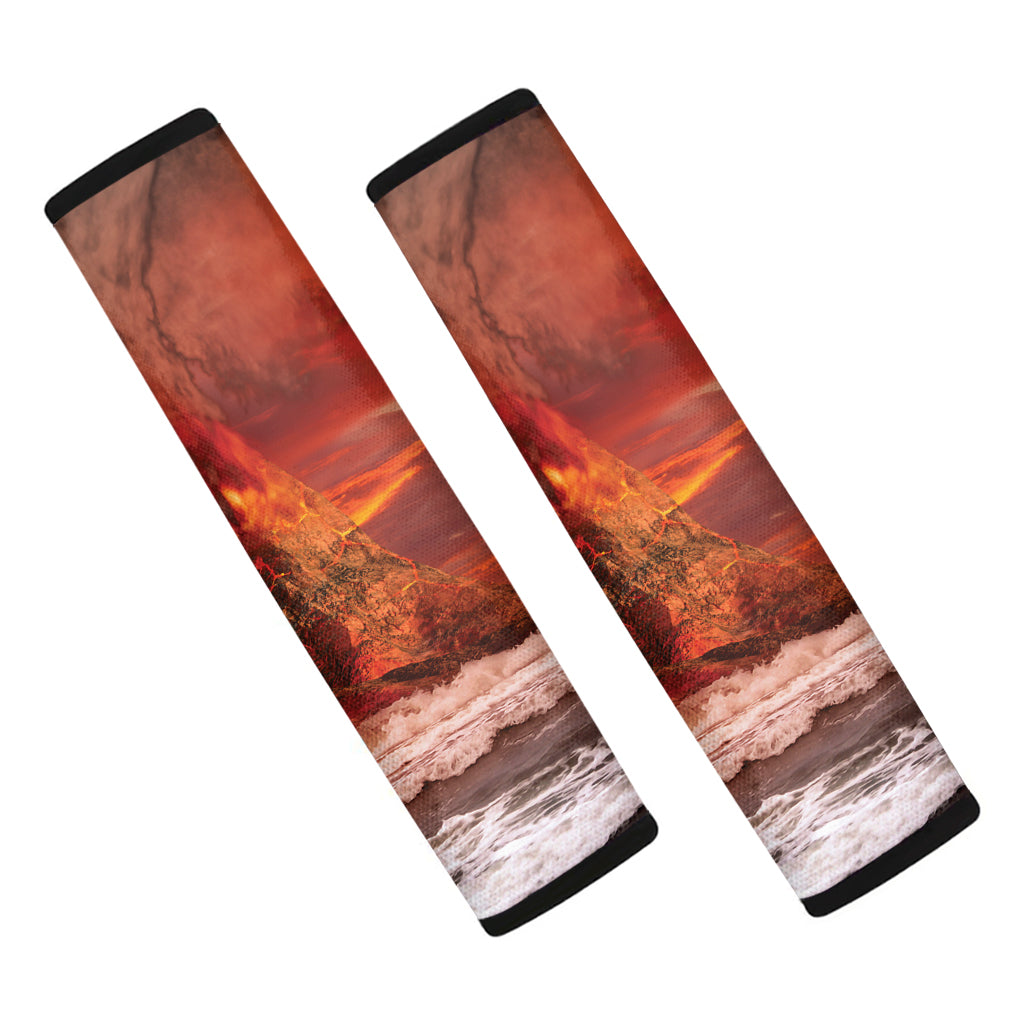 Volcano On The Sea Print Car Seat Belt Covers