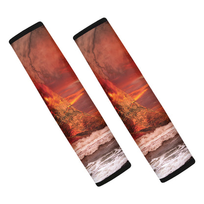 Volcano On The Sea Print Car Seat Belt Covers