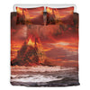 Volcano On The Sea Print Duvet Cover Bedding Set