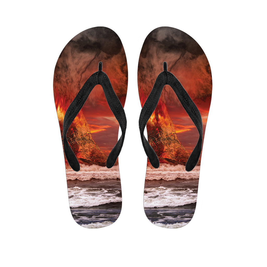 Volcano On The Sea Print Flip Flops