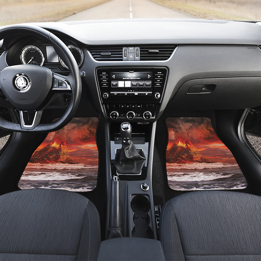 Volcano On The Sea Print Front and Back Car Floor Mats