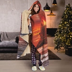 Volcano On The Sea Print Hooded Blanket