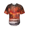 Volcano On The Sea Print Men's Baseball Jersey