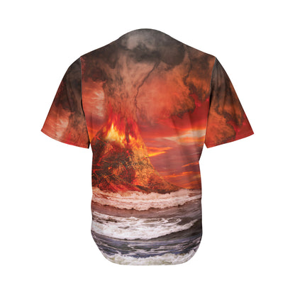 Volcano On The Sea Print Men's Baseball Jersey