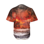 Volcano On The Sea Print Men's Baseball Jersey