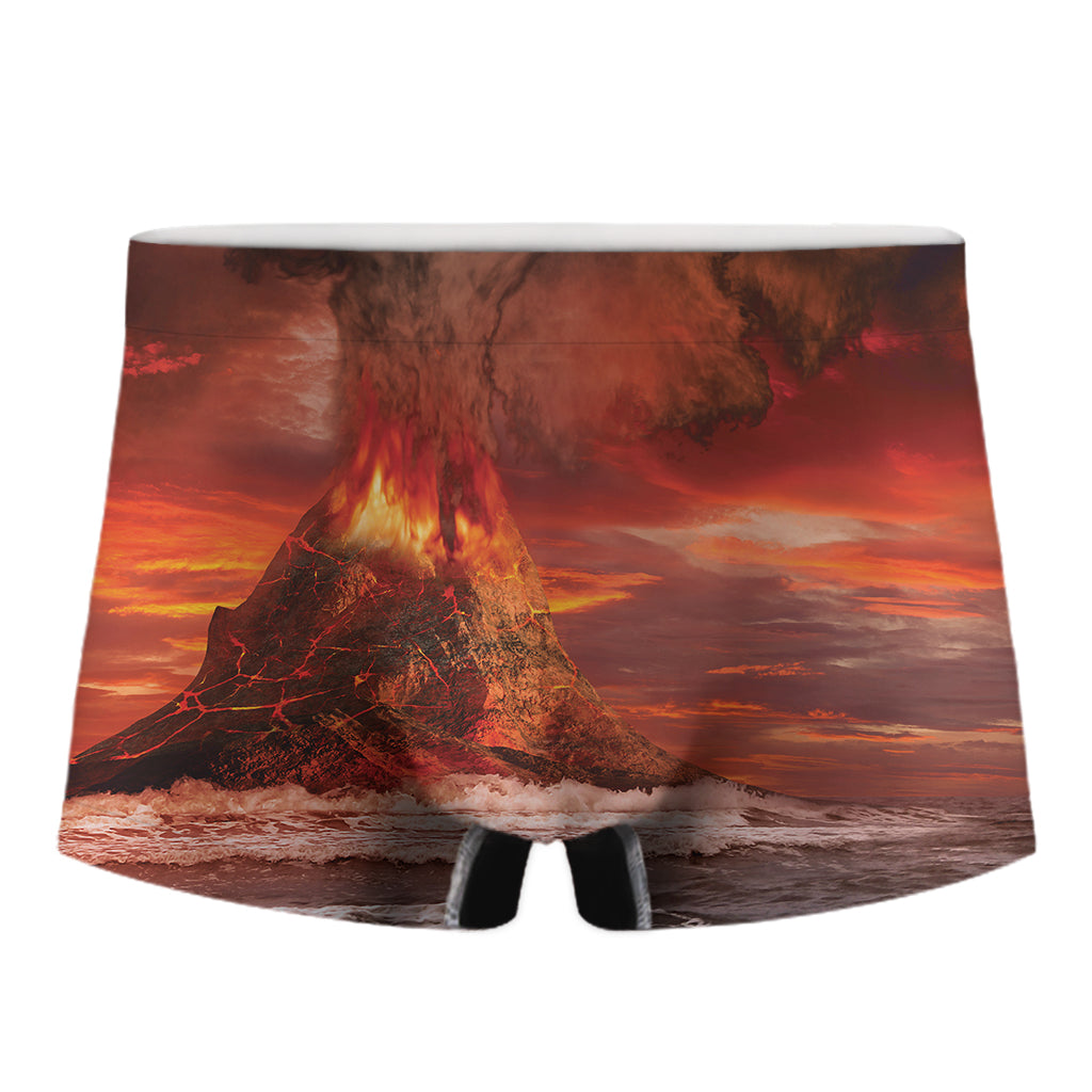 Volcano On The Sea Print Men's Boxer Briefs