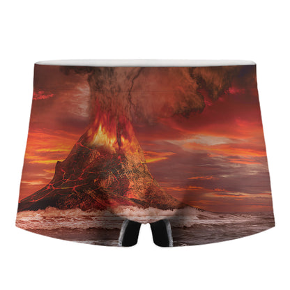 Volcano On The Sea Print Men's Boxer Briefs