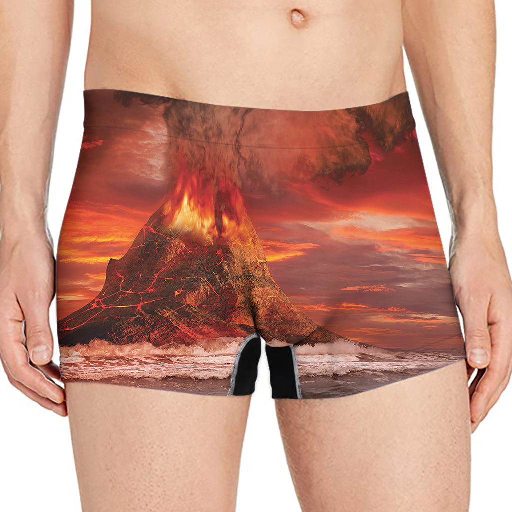Volcano On The Sea Print Men's Boxer Briefs