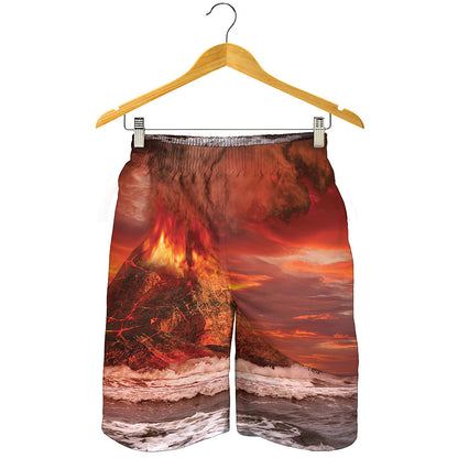 Volcano On The Sea Print Men's Shorts