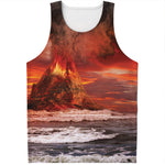 Volcano On The Sea Print Men's Tank Top