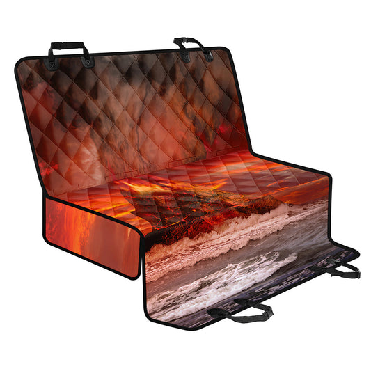 Volcano On The Sea Print Pet Car Back Seat Cover