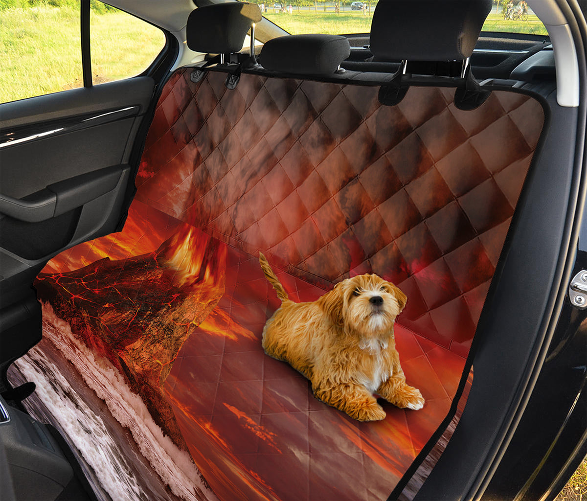 Volcano On The Sea Print Pet Car Back Seat Cover