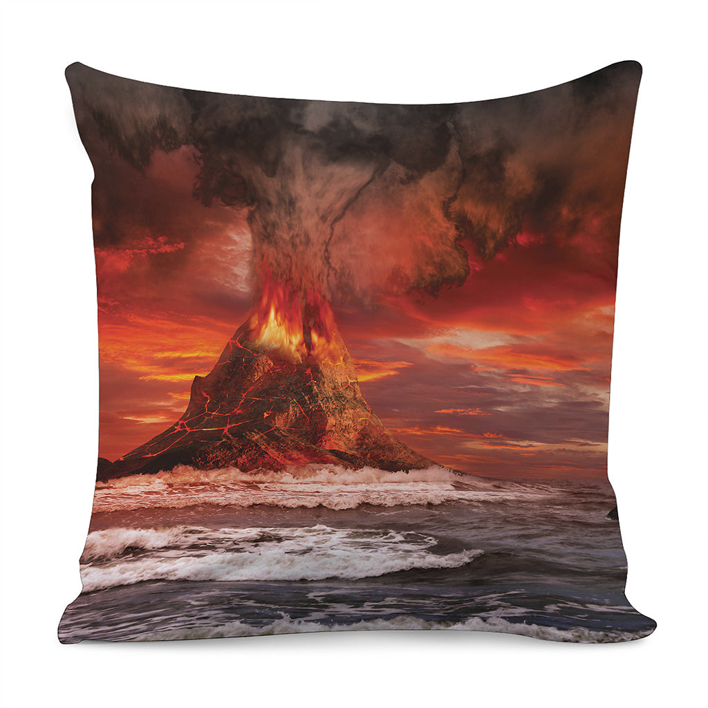 Volcano On The Sea Print Pillow Cover