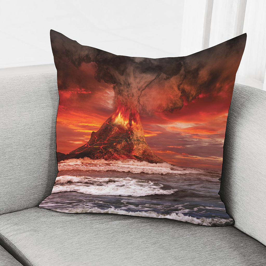 Volcano On The Sea Print Pillow Cover