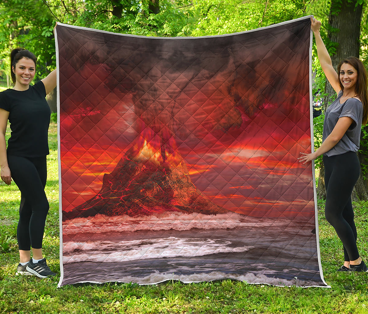 Volcano On The Sea Print Quilt
