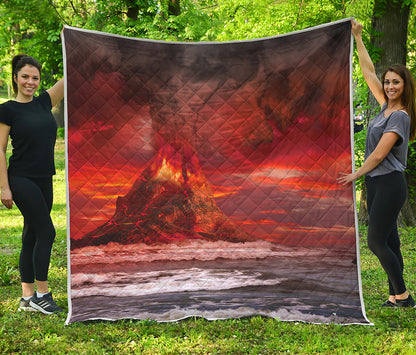 Volcano On The Sea Print Quilt