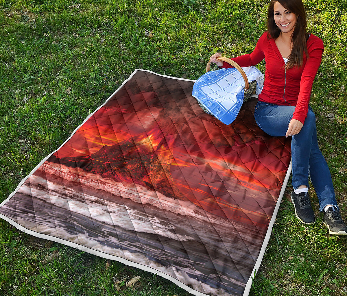 Volcano On The Sea Print Quilt