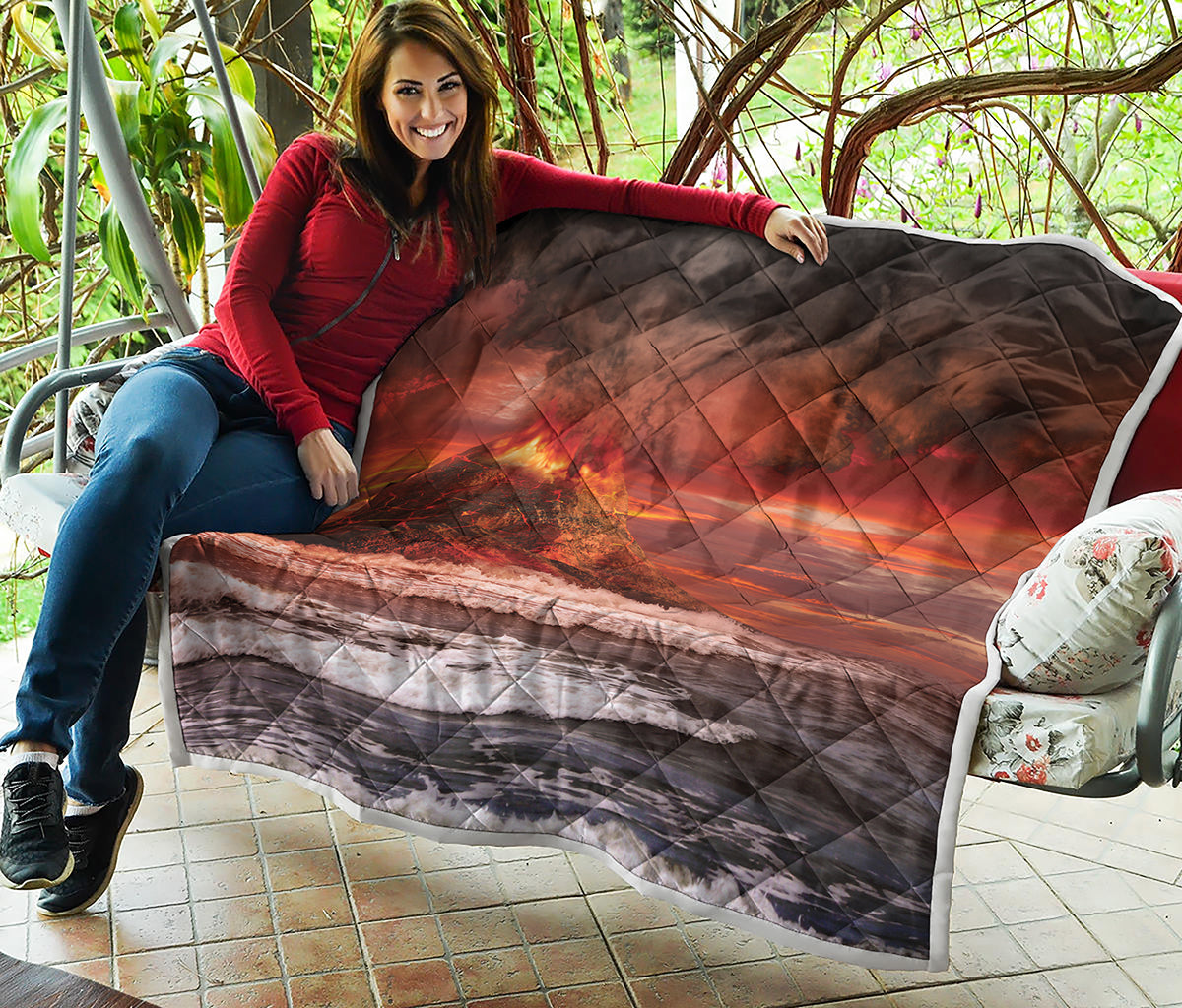 Volcano On The Sea Print Quilt